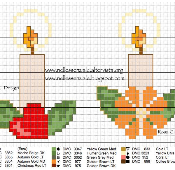 Schema punto croce Candele Natalizie gratuito