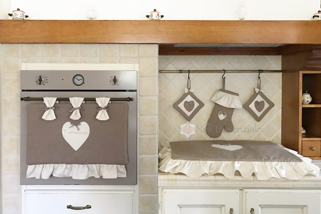 Set cucina CUORE in cotone rustico