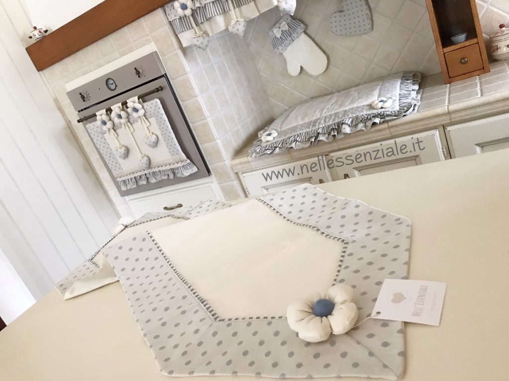 Coordinato Shabby a pois azzurro