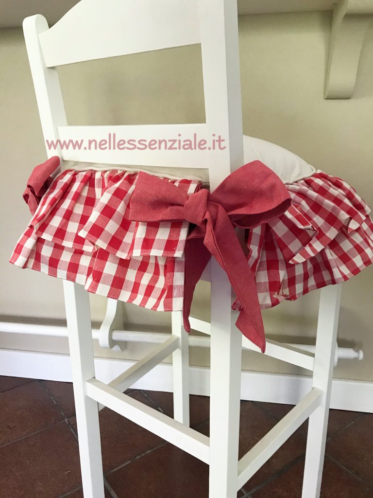 Cuscino per sedie cucina in stile country a quadri rossi