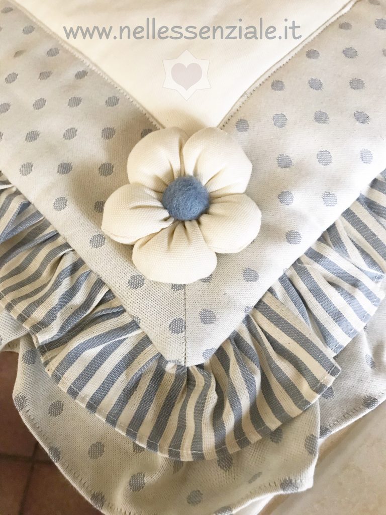 coprifornelli Shabby a pois in azzurro