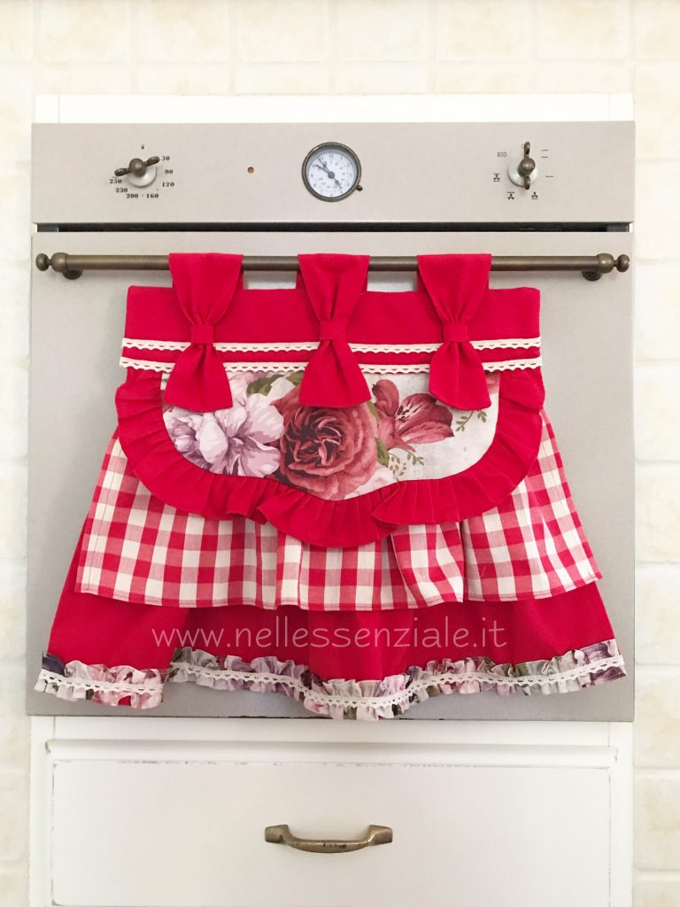 Copriforno natalizio in stile country rosso