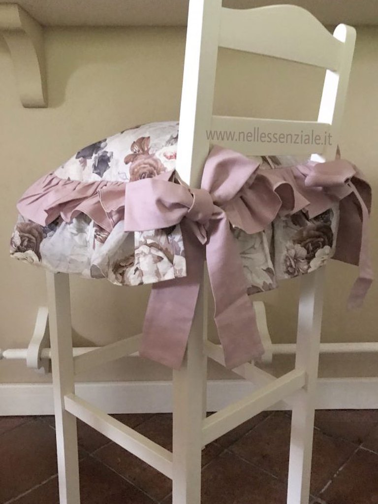 Cuscino per sedia shabby flowers rosa