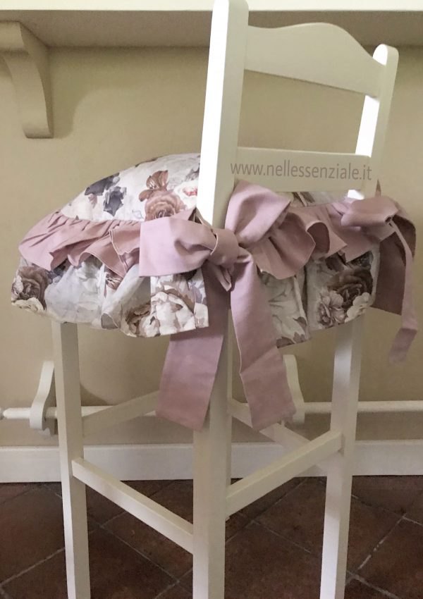 Cuscino per sedia shabby flowers rosa