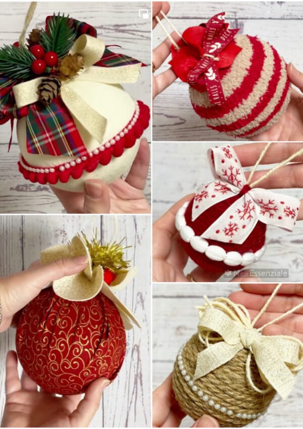Video tutorial palline di natale fai da te in stile country chic